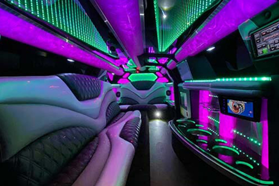 bar area on the limo